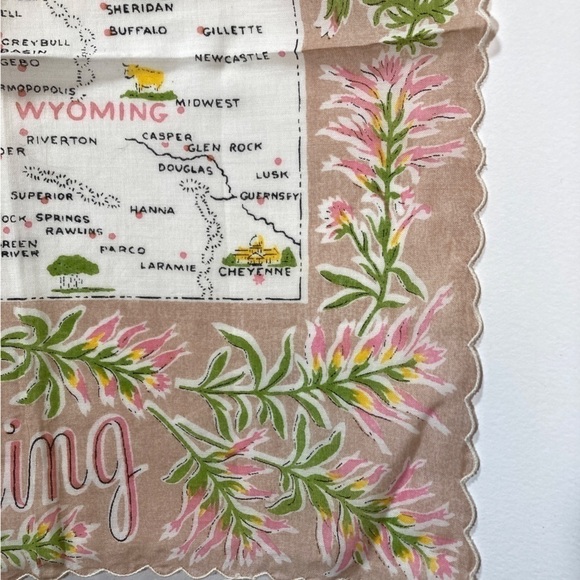 Vintage Montana Wyoming Idaho Retro souvenir Handkerchief Ranshaw - Picture 7 of 9